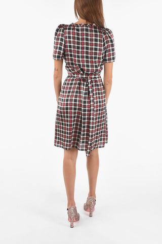 tartan patterned short sleeve shirtdress