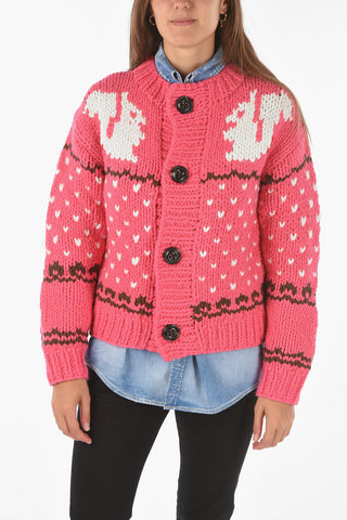 cardigan girocollo in misto lana