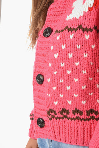 cardigan girocollo in misto lana