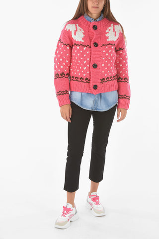 cardigan girocollo in misto lana