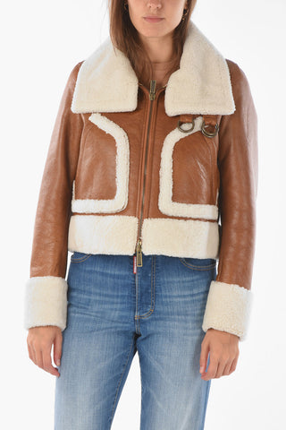 Giubbotto in pelle con Dettagli in Shearling
