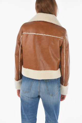 Giubbotto in pelle con Dettagli in Shearling