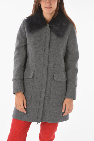Wool Blend Coat with Real Fur Detail