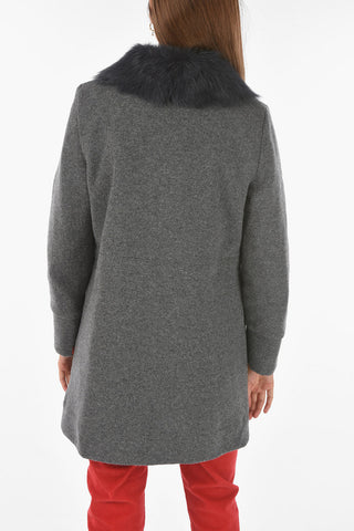 Wool Blend Coat with Real Fur Detail