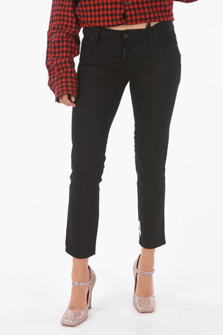Dark Wash JENNIFER Cropped Jeans with Print