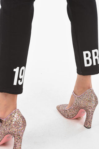 Dark Wash JENNIFER Cropped Jeans with Print