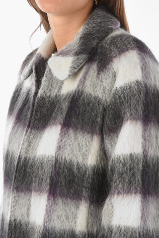 Two-Tone Tartan Motif Overshirt with zip Closure