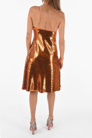 V-Neck Sequined Slip Dress