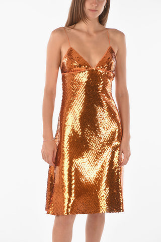 V-Neck Sequined Slip Dress