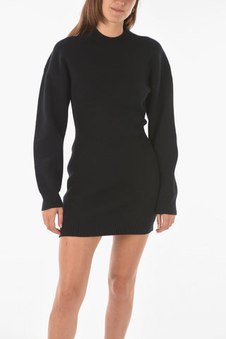 long sleeve wool blend sheath dress
