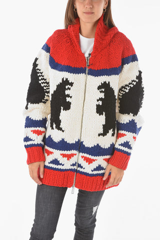 Maglione Oversized in Misto Lana con Chiusura Zip