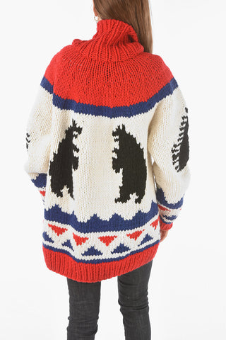 Maglione Oversized in Misto Lana con Chiusura Zip