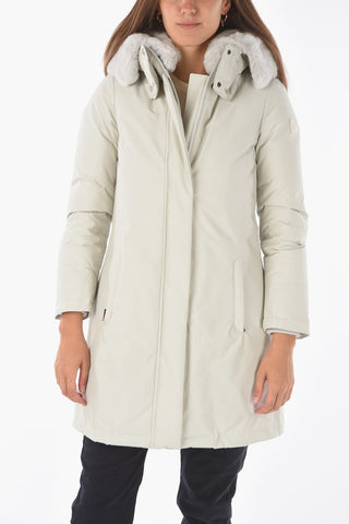 Real Fur Hooded Solid Color BOW BRIDGE Down Jacket