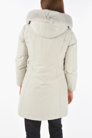 Real Fur Hooded Solid Color BOW BRIDGE Down Jacket