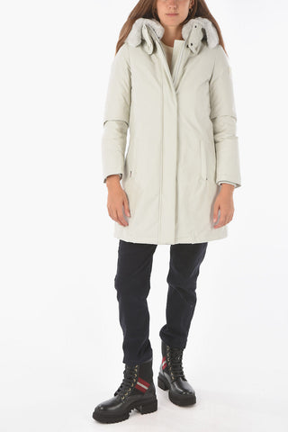 Real Fur Hooded Solid Color BOW BRIDGE Down Jacket