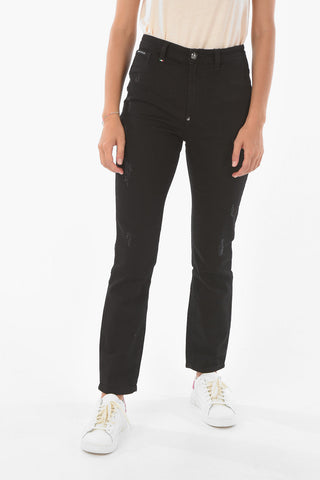 Jeggings STATEMENT a Vita Alta con Dettagli Distressed
