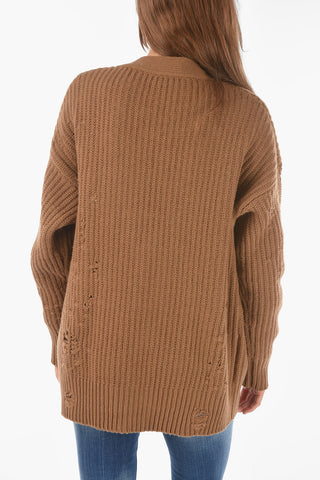 Maxi Cardigan Distressed Con Gioielli