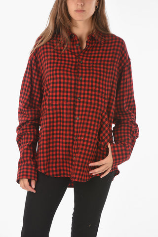 Gingham Checked Patterned Wool Blend Shirt