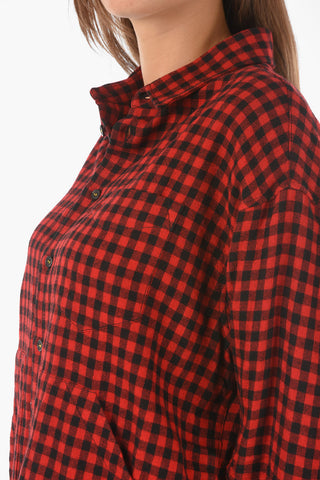 Gingham Checked Patterned Wool Blend Shirt
