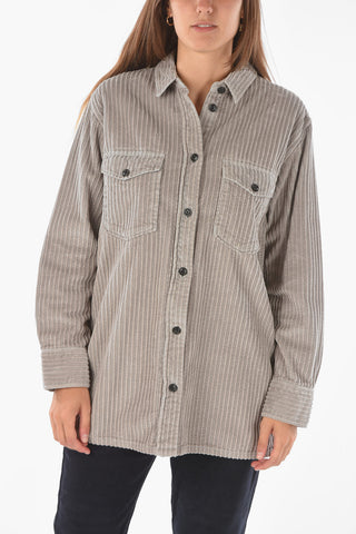 camicia in velluto a coste con taschini