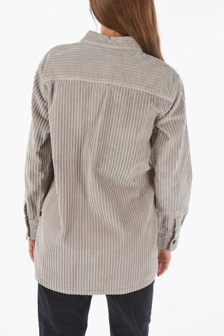 camicia in velluto a coste con taschini