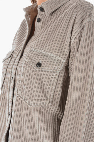 camicia in velluto a coste con taschini