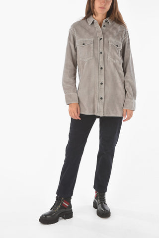 camicia in velluto a coste con taschini