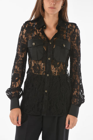 Camicia in Pizzo Macrame' con Doppio Taschino