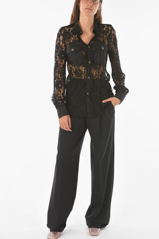Camicia in Pizzo Macrame' con Doppio Taschino