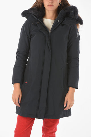 Real Fur Hooded Solid Color BOW BRIDGE Down Jacket