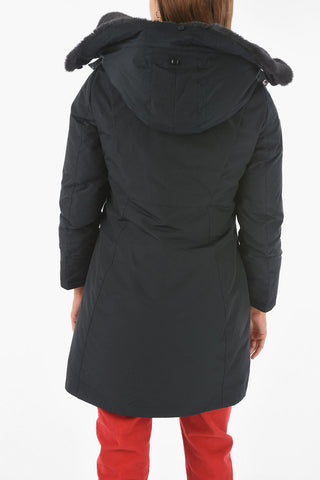 Real Fur Hooded Solid Color BOW BRIDGE Down Jacket