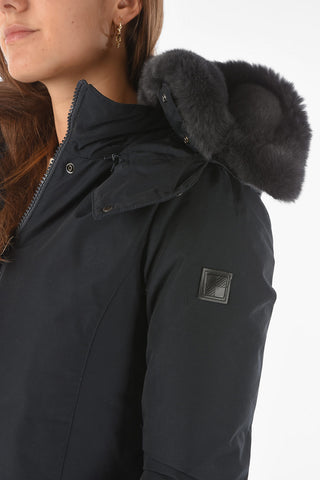Real Fur Hooded Solid Color BOW BRIDGE Down Jacket