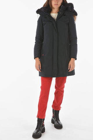 Real Fur Hooded Solid Color BOW BRIDGE Down Jacket