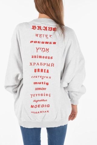 Crewneck F-EXA Sweatshirt with Back Lettering Embroideries