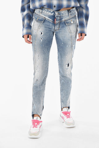vintage effect skinny fit stirrup jeans