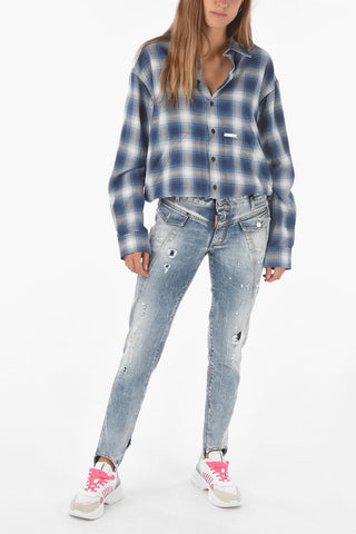 vintage effect skinny fit stirrup jeans