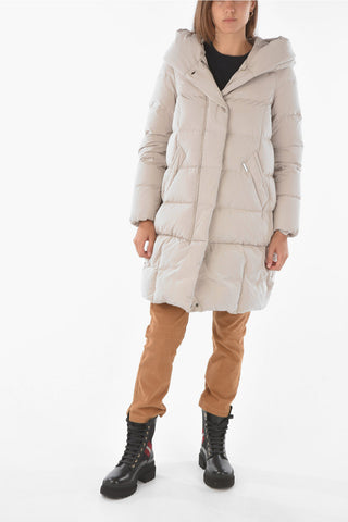 Hidden Closure 2 Pockets PUFFY COCOON Down Jacket with Hood