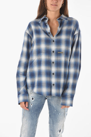 2 pockets plaid patterned cotton shirt