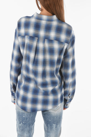 2 pockets plaid patterned cotton shirt