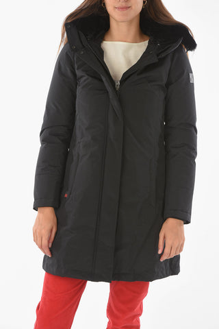 Real Fur Hooded Solid Color BOW BRIDGE Down Jacket