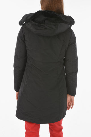 Real Fur Hooded Solid Color BOW BRIDGE Down Jacket