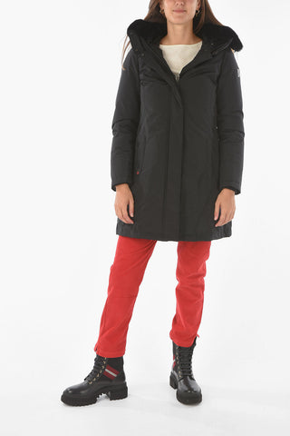 Real Fur Hooded Solid Color BOW BRIDGE Down Jacket
