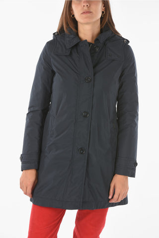Solid Color 2 Pockets AMPERSAND down Jacket with Hood