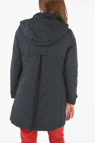Solid Color 2 Pockets AMPERSAND down Jacket with Hood