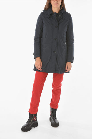 Solid Color 2 Pockets AMPERSAND down Jacket with Hood