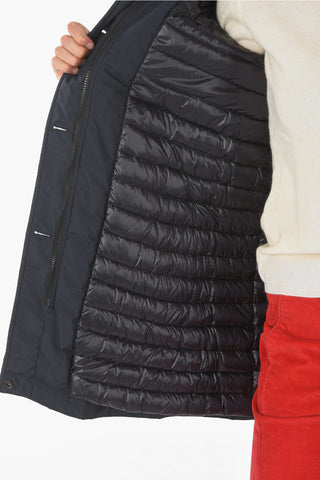 Solid Color 2 Pockets AMPERSAND down Jacket with Hood