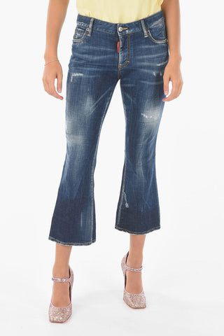stretch denim BELL BOTTOM cropped jeans