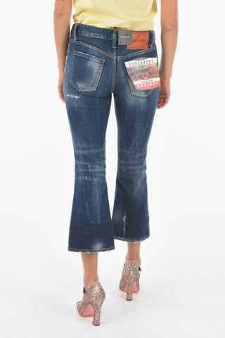 stretch denim BELL BOTTOM cropped jeans