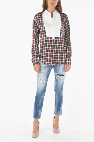 shephard's check pin tuck shirt