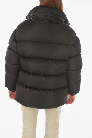 Contrasting Printed Down Jacket with Hood
